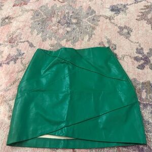 Glam Green Asymmetrical Pencil Skirt Mini